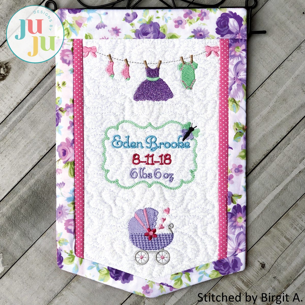 In The Hoop Baby Girl Banner Project by Oma's Place | Machine Embroidery Designs by JuJu