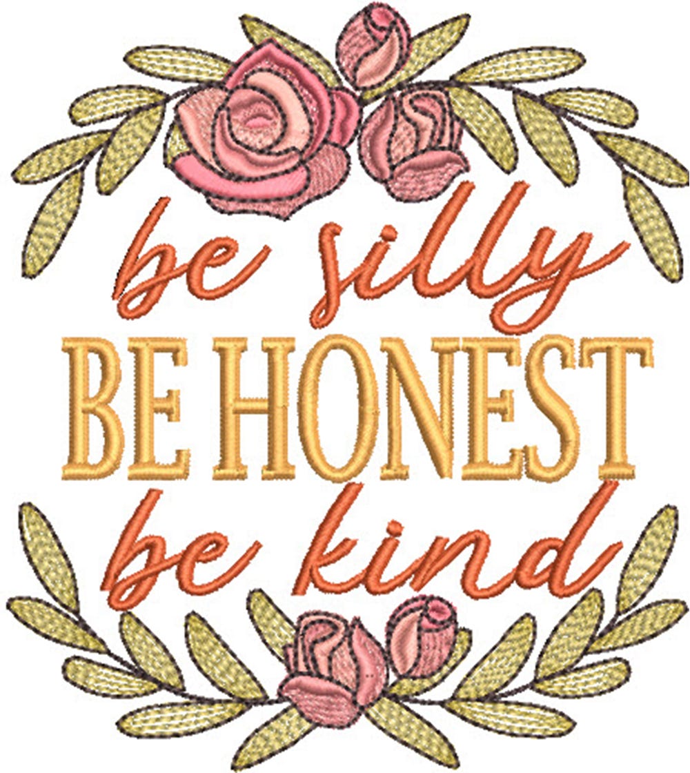 Silly Honest Kind Word Art Embroidery Design | Machine Embroidery Designs by JuJu