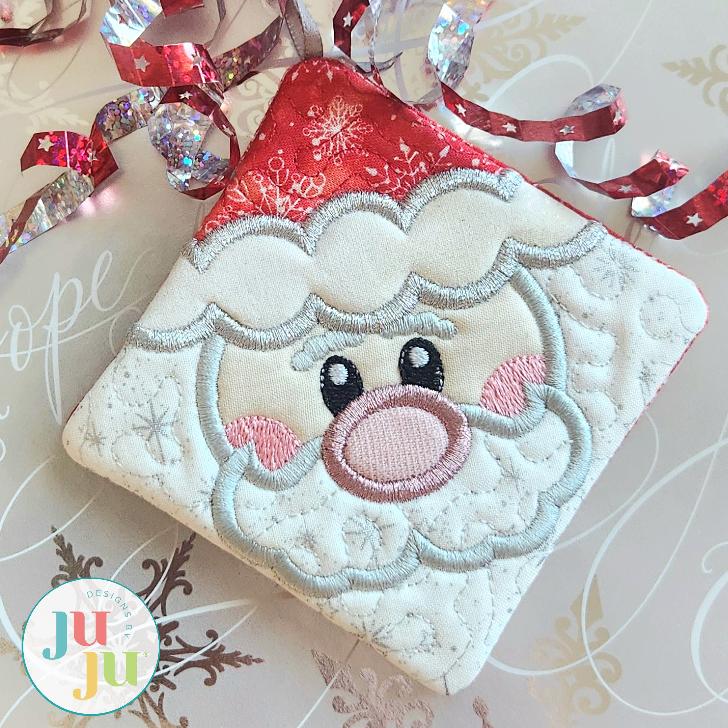 In The Hoop Christmas Faces Coasters 1 Project | Machine Embroidery Designs by JuJu