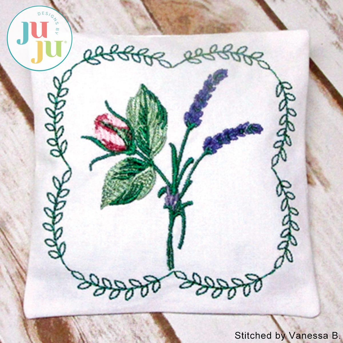 In The Hoop Lavender Rose Sachet Project by Oma's Place | Machine Embroidery Designs by JuJu