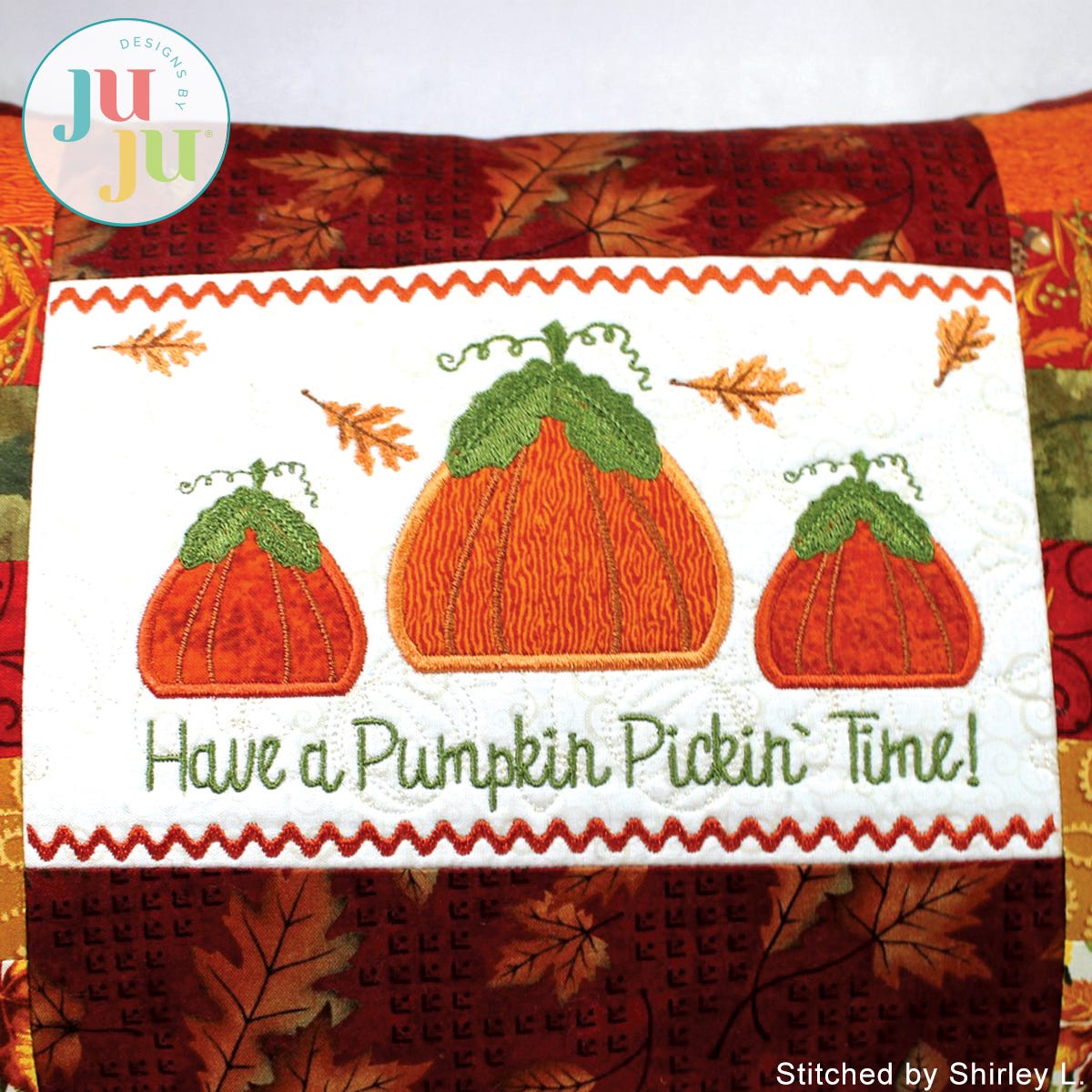 Pumpkin Pillow by Oma's Place | Machine Embroidery Designs by JuJu
