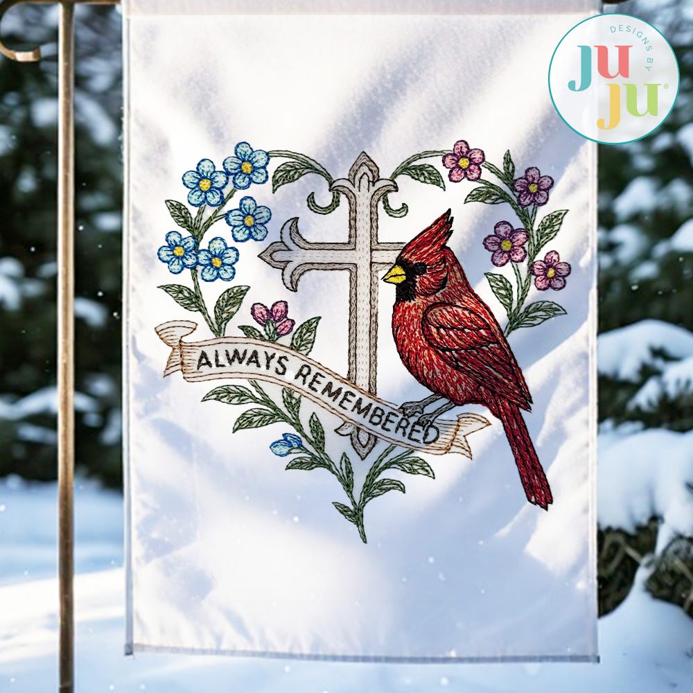Elegant Cardinal 2 Embroidery Design | Machine Embroidery Designs by JuJu