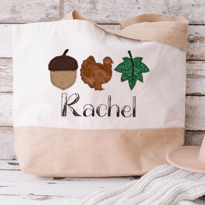 Acorn Turkey Leaf Trio Applique | Machine Embroidery Designs by JuJu