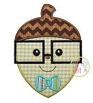 Acorn Glasses Boy Applique | Machine Embroidery Designs by JuJu