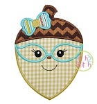 Acorn Glasses Girl Applique | Machine Embroidery Designs by JuJu