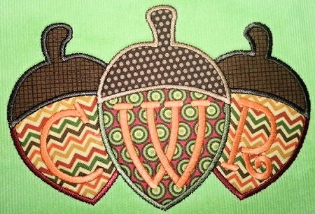 Acorn Trio Applique | Machine Embroidery Designs by JuJu