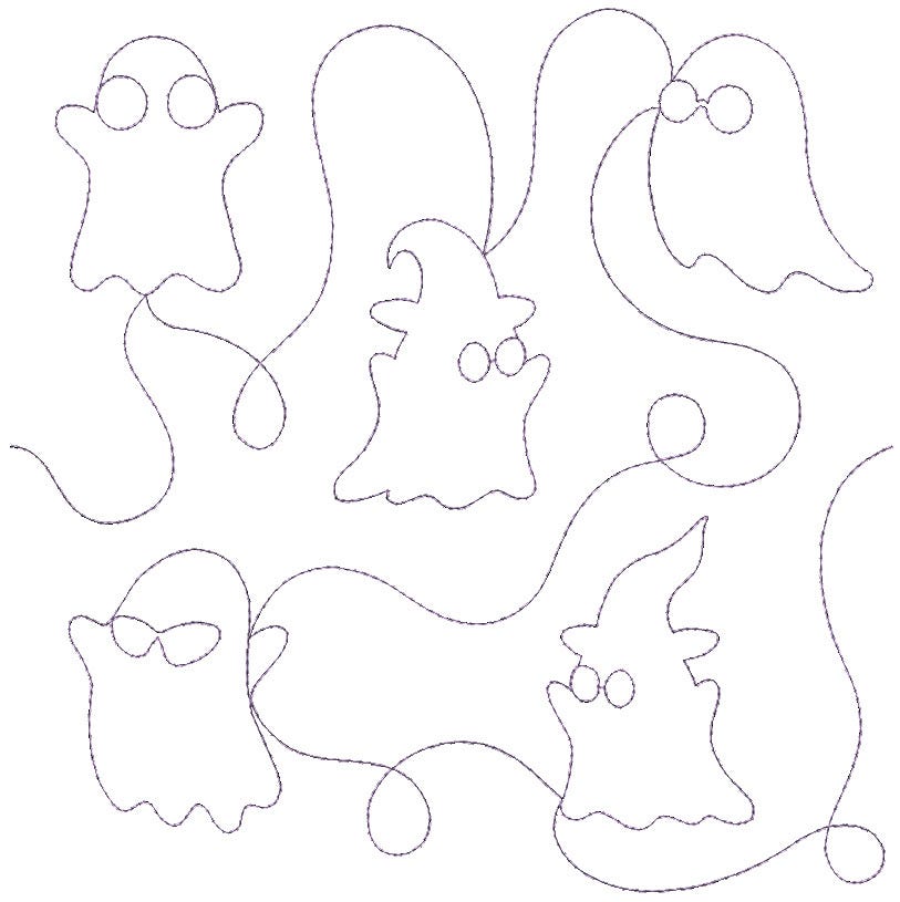 Cute Ghosts End-to-End Quilting Design | Machine Embroidery Designs by JuJu