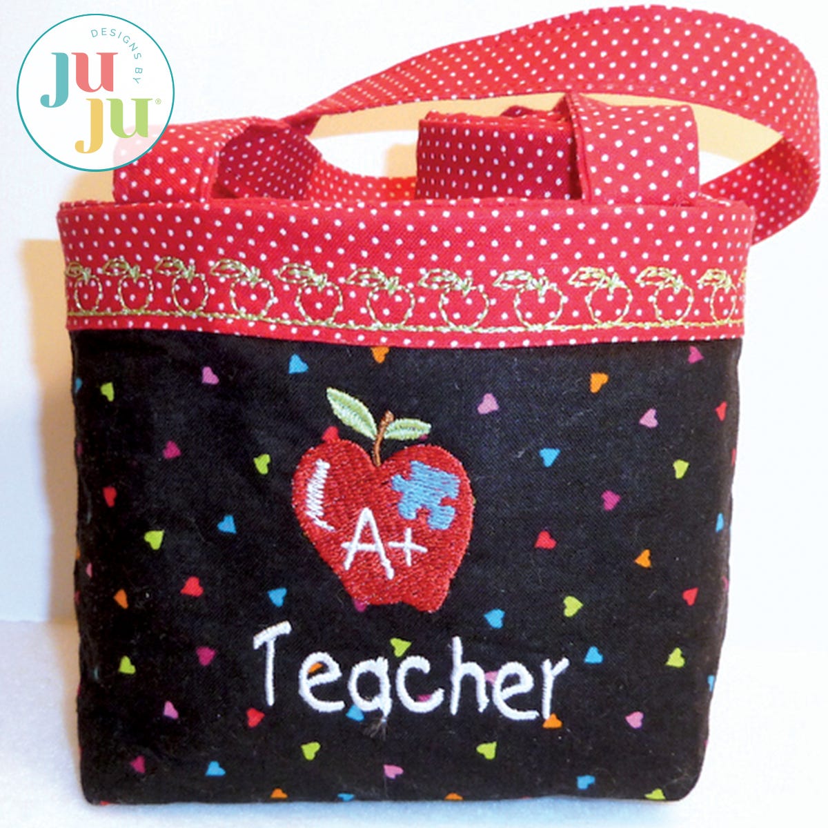 In The Hoop Teacher Gift Bag Project by Oma's Place | Machine Embroidery Designs by JuJu