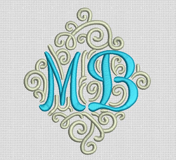Adorn Duo Ornamental Monogram Machine Embroidery Designs by JuJu