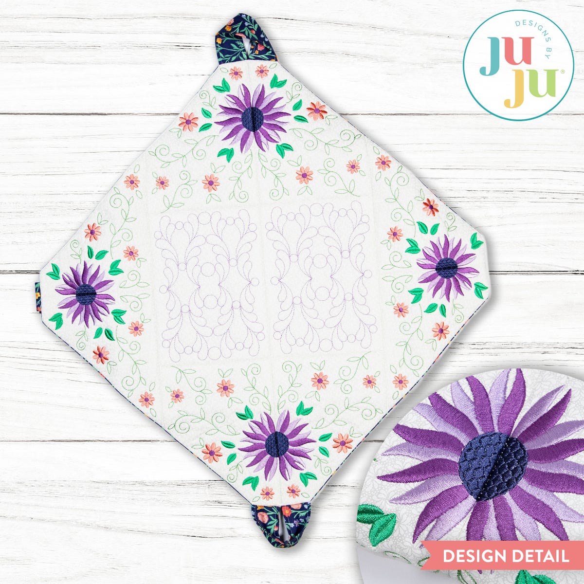 In The Hoop Floral Casserole Carrier Project | Machine Embroidery Designs by JuJu