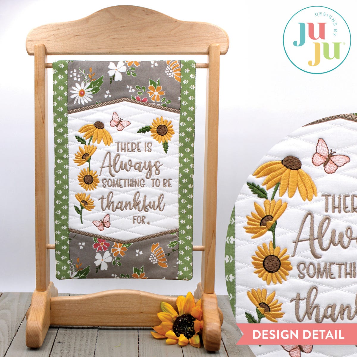 Always Thankful Mini Quilt by Oma's Place | Machine Embroidery Designs by JuJu