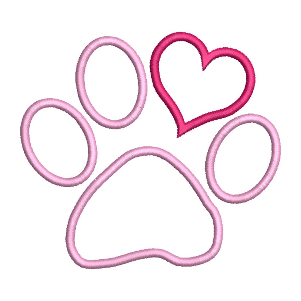 FREE Applique Heart Paw Print Embroidery Design | Machine Embroidery Designs by JuJu