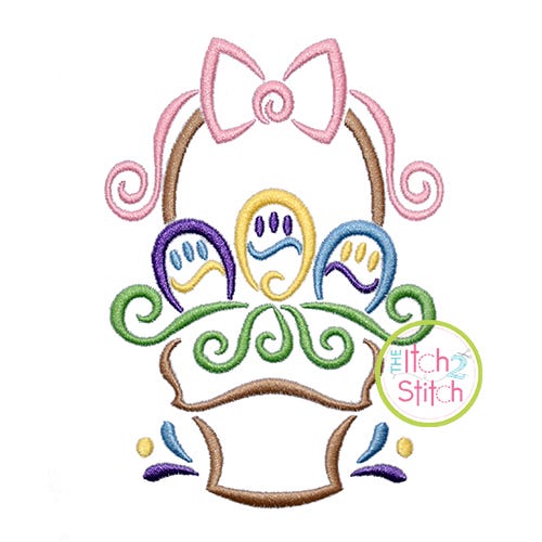 Itch 2 Stitch All Occasion Swirly Easter Basket Digital Embroidery Machine Designs by JuJu