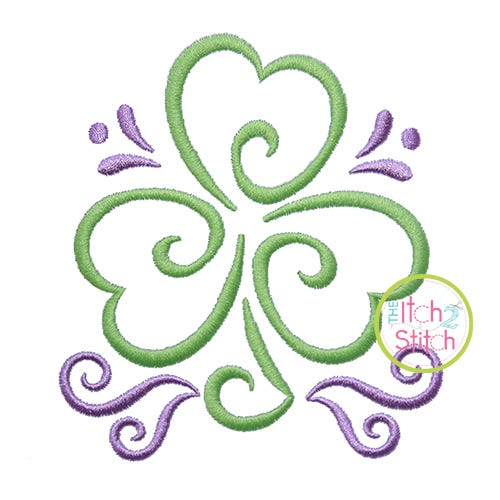 Itch 2 Stitch All Occasion Swirly Shamrock Digital Embroidery Machine Designs by JuJu
