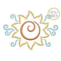All Occasion Swirly Sun Embroidery | Machine Embroidery Designs by JuJu