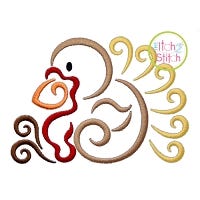 All Occasion Swirly Turkey Embroidery | Machine Embroidery Designs by JuJu