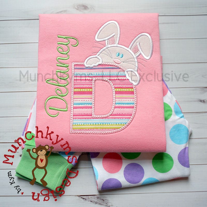 Peeking Bunny Alphabet | Machine Embroidery Designs by JuJu