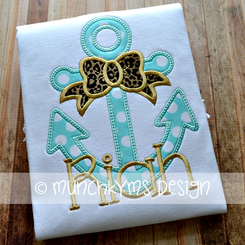 Anchor Bow | Machine Embroidery Designs by JuJu