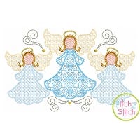 Angel Trio Motif Embroidery | Machine Embroidery Designs by JuJu