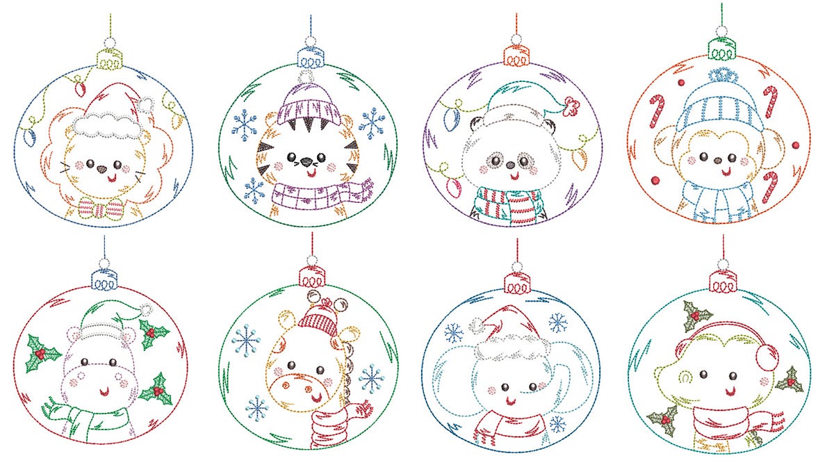 Animal Ornaments Vintage Stitch Machine Embroidery Designs by JuJu