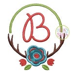Antler Flower Frame Applique | Machine Embroidery Designs by JuJu