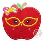 Apple Glasses Girl Applique | Machine Embroidery Designs by JuJu