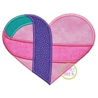 Awareness Ribbon Heart 4 Fabric Applique | Machine Embroidery Designs by JuJu
