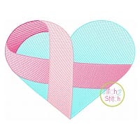 Awareness Ribbon Heart Sketch Embroidery | Machine Embroidery Designs by JuJu