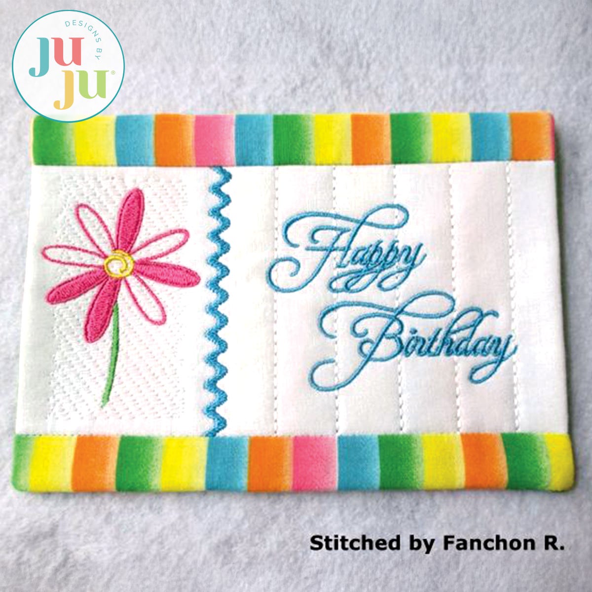 In The Hoop Daisy Mug Rug 1 Project by Oma's Place | Machine Embroidery Designs by JuJu