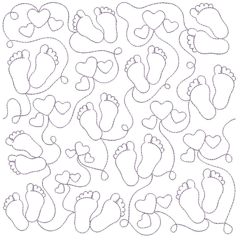 Baby Feet End-to-End Quilting Design | Machine Embroidery Designs by JuJu