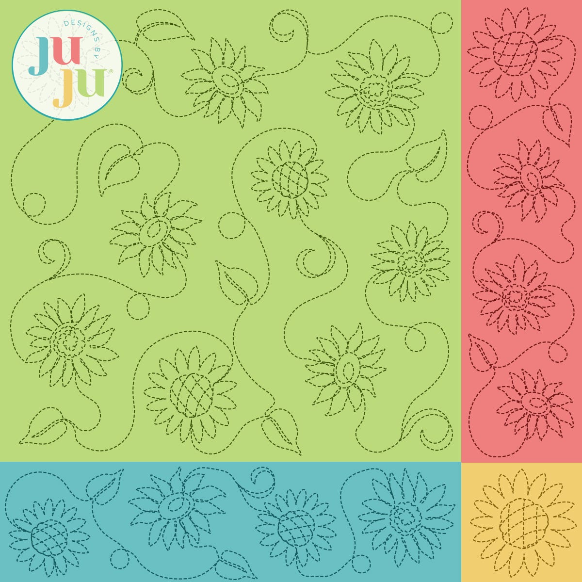 Sunflowers Quilting Backdrops Design | Machine Embroidery Designs by JuJu