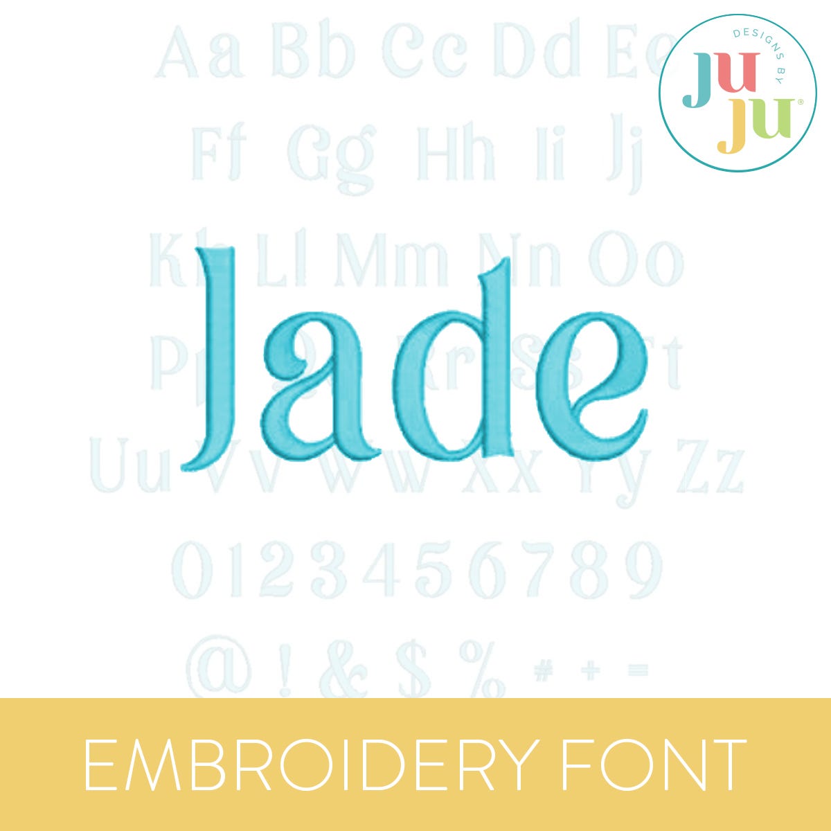 Jade Satin Stitch Embroidery Font | Machine Embroidery Designs by JuJu