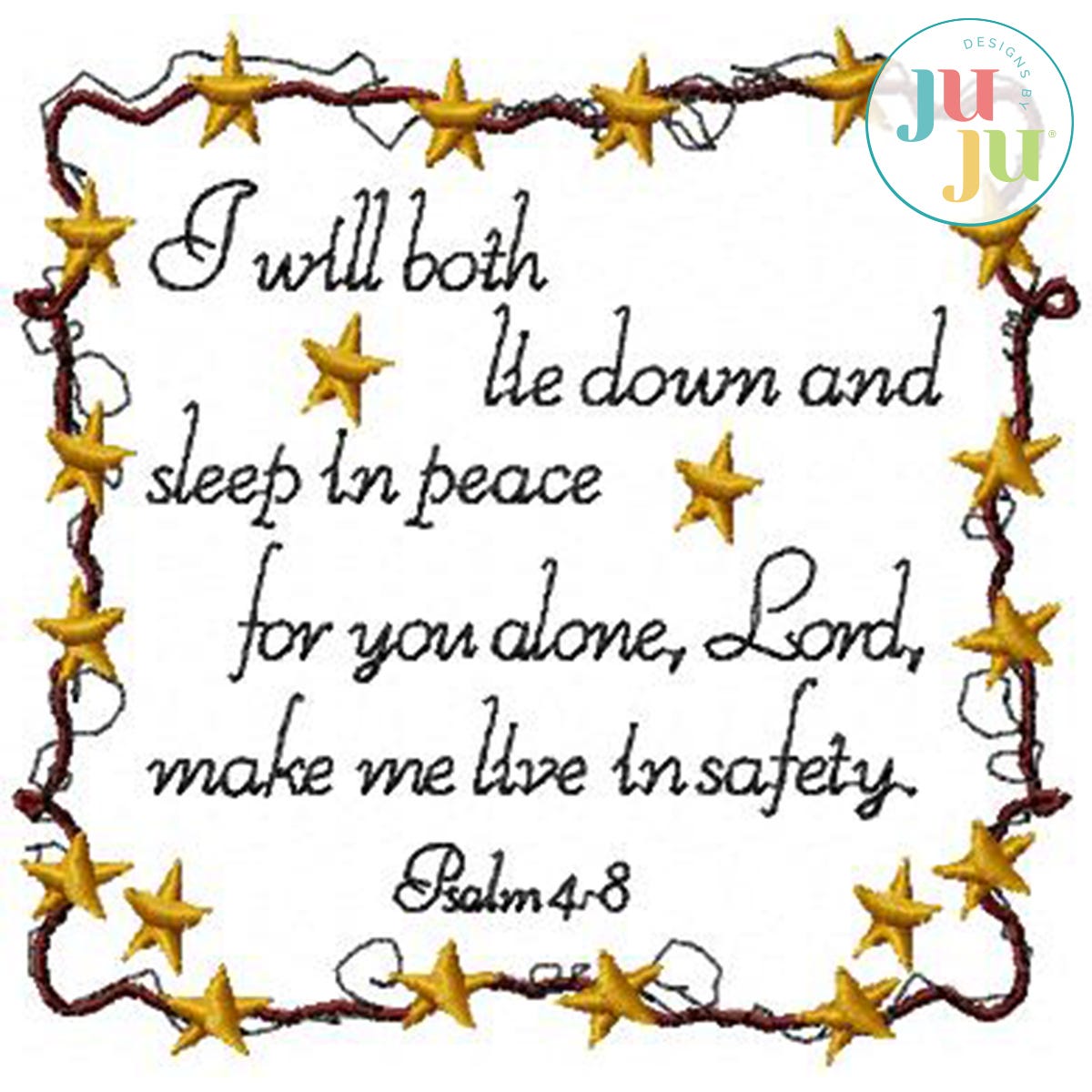 Psalm 4:8 With Border by Oma's Place | Machine Embroidery Designs by JuJu