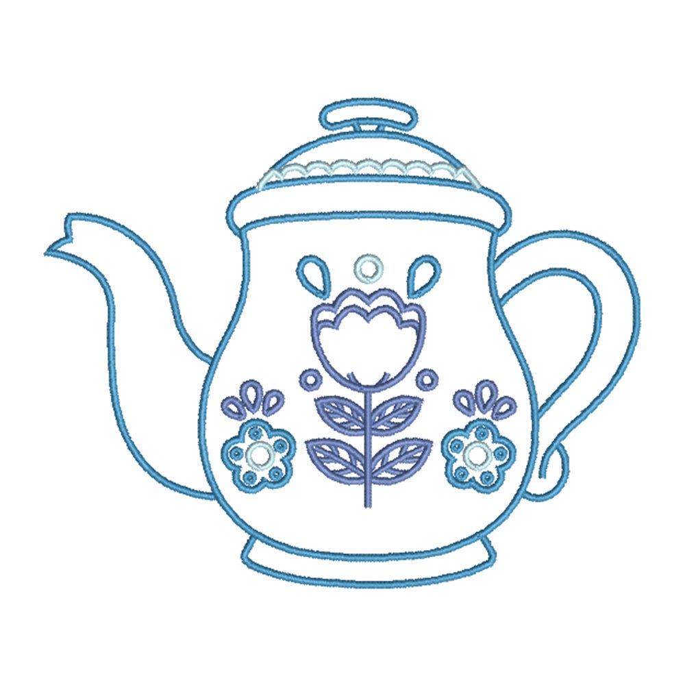 FREE Cute Spring Teapot Embroidery Design | Machine Embroidery Designs by JuJu