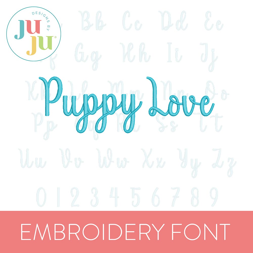 Puppy Love Embroidery Font | Machine Embroidery Designs by JuJu