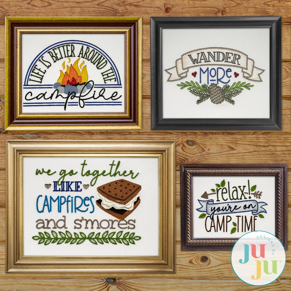 Camping Word Art Embroidery Set 3 | Machine Embroidery Designs by JuJu