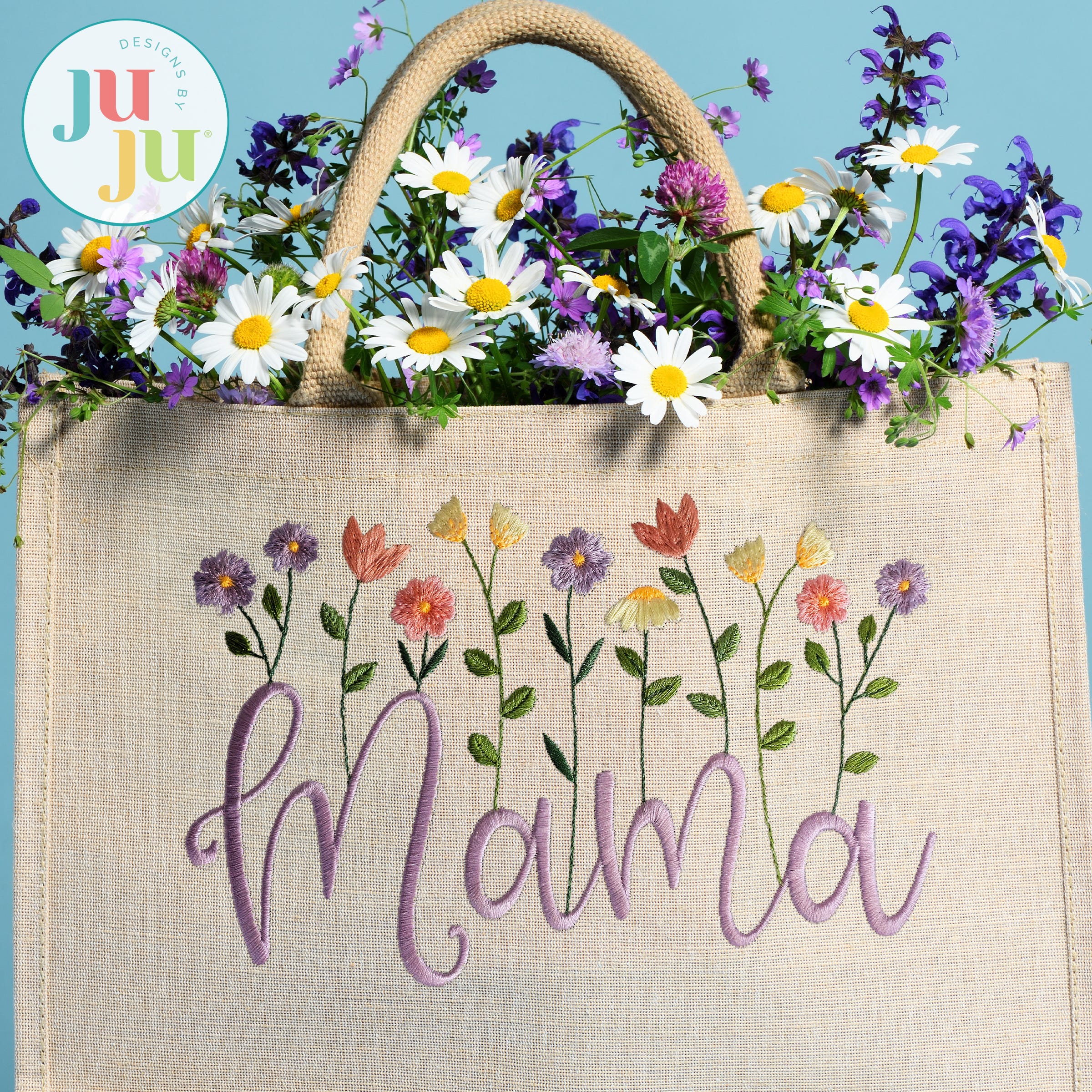 Mama Heirloom Garden Satin Embroidery Design | Machine Embroidery Designs by JuJu