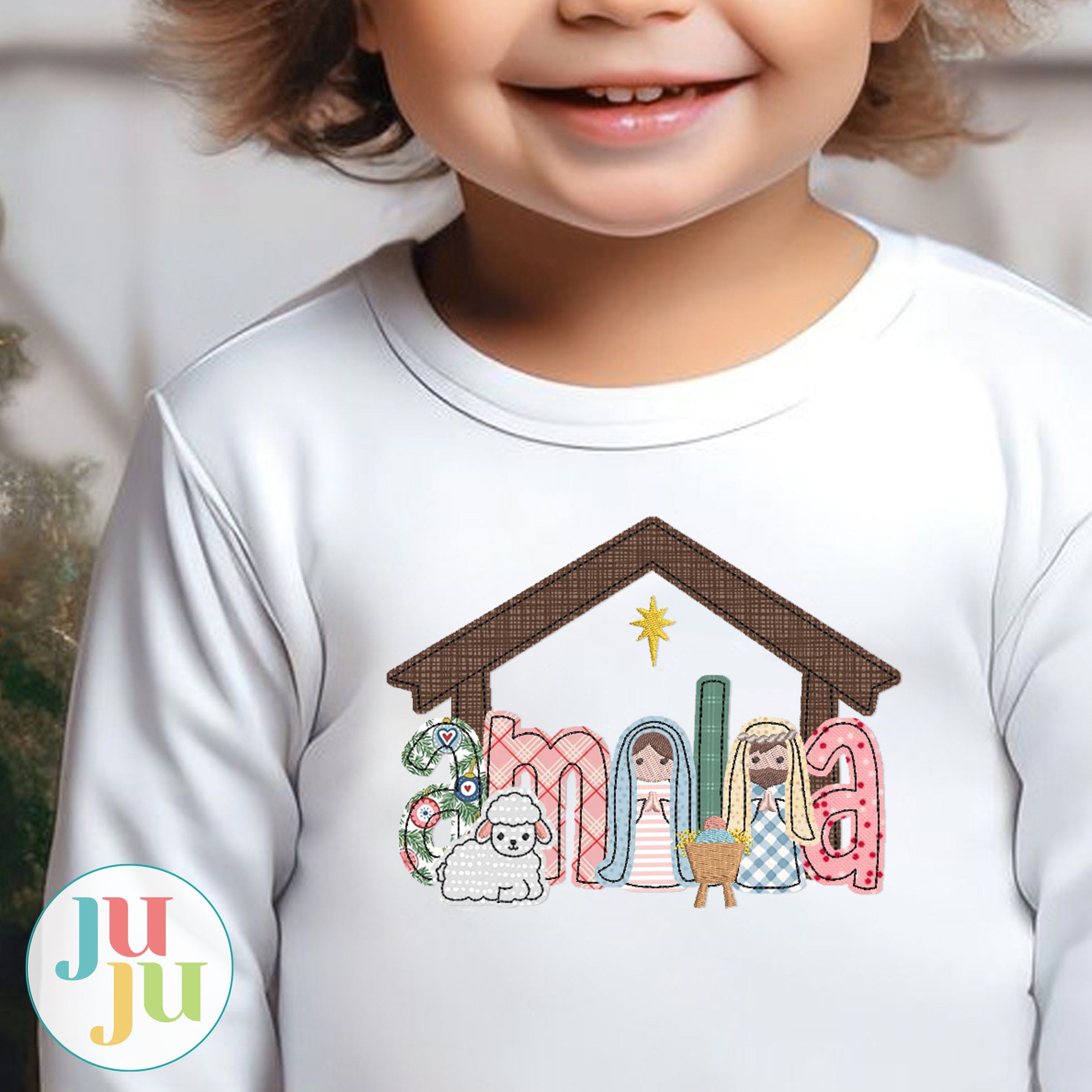 Christmas Nativity Alphabet Embellishment Kit Emobroidery Set | Machine Embroidery Designs by JuJu