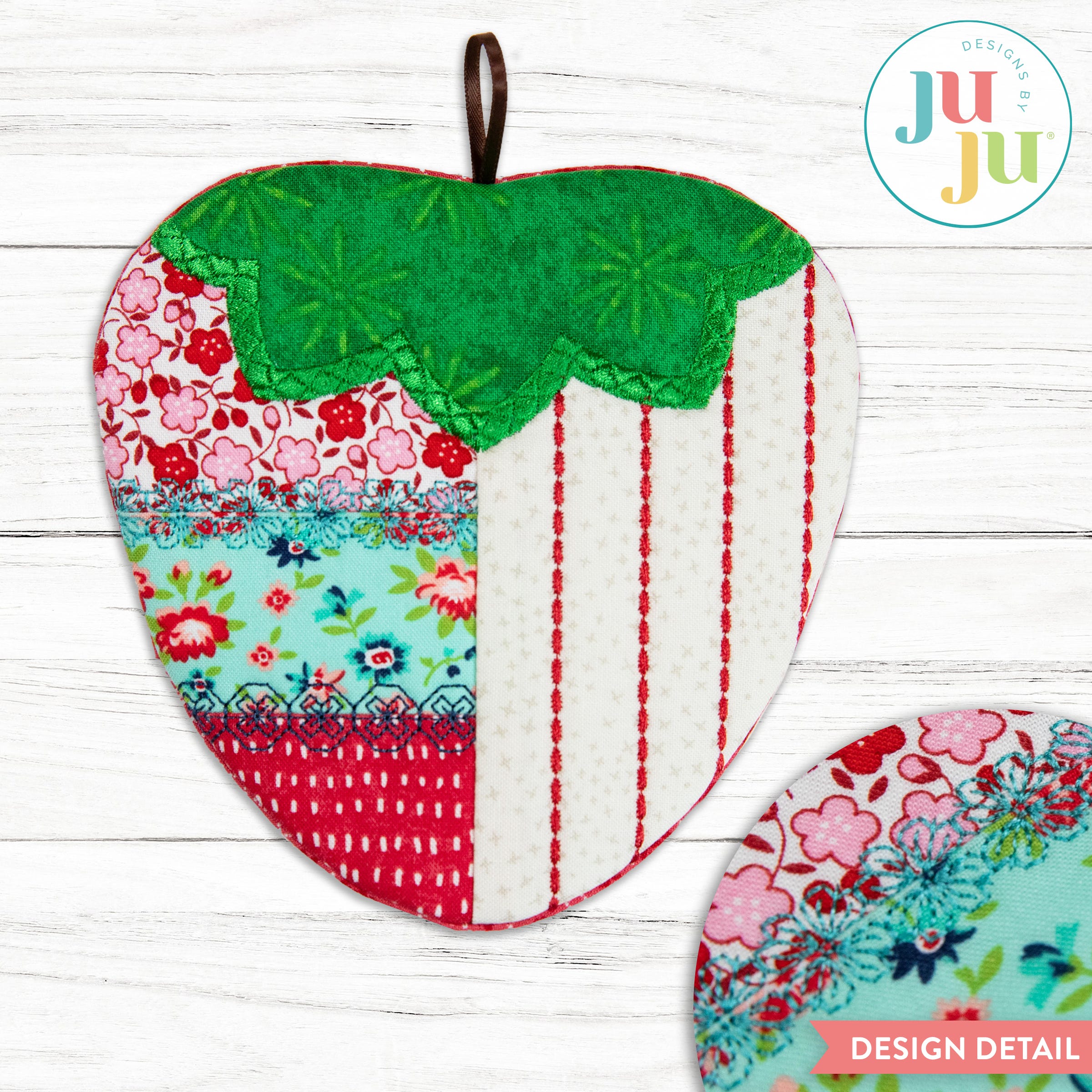 In The Hoop Strawberry Coaster & Hot Pad Project | Machine Embroidery Designs by JuJu