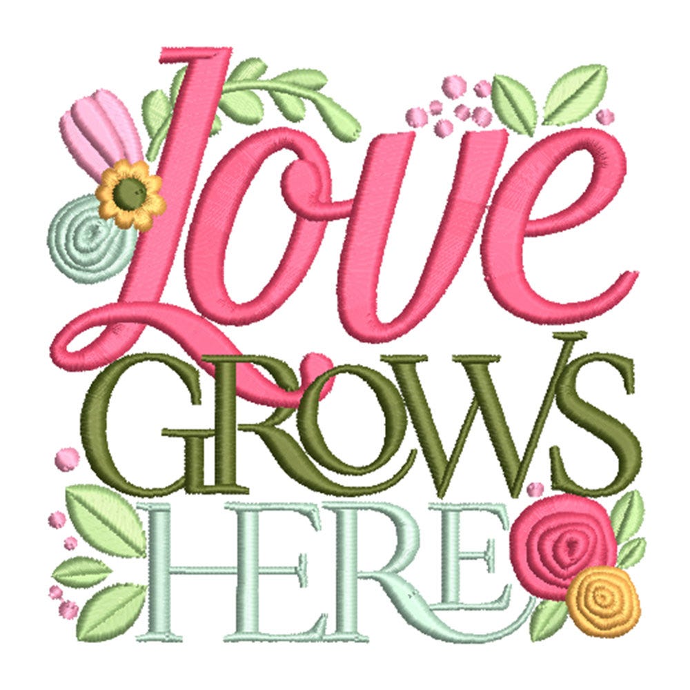 FREE Love Grows Here Embroidery Design | Machine Embroidery Designs by JuJu