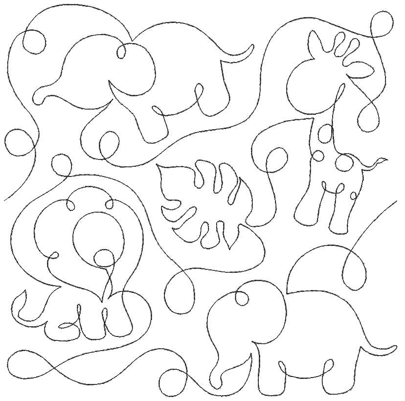 Baby Jungle End-to-End Quilting Embroidery Design | Machine Embroidery Designs by JuJu