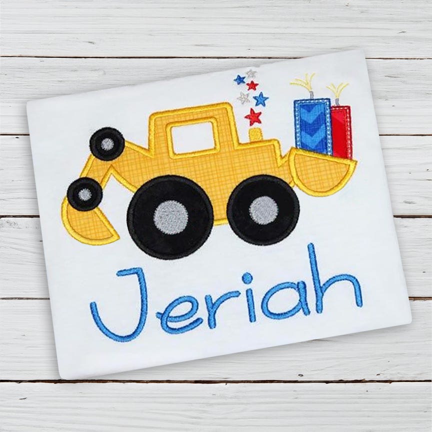 4th July Digger | Machine Embroidery Designs by JuJu