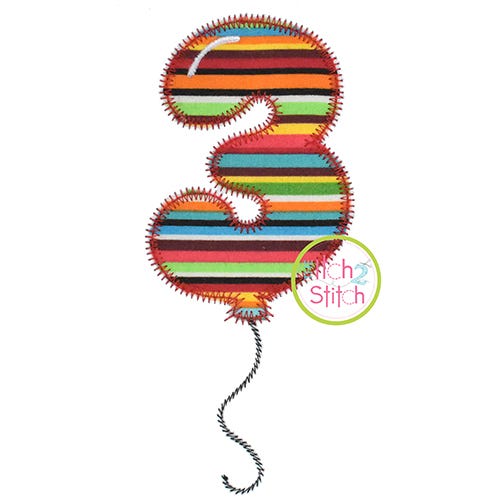 Balloon Numbers Zig Zag Applique | Machine Embroidery Designs by JuJu