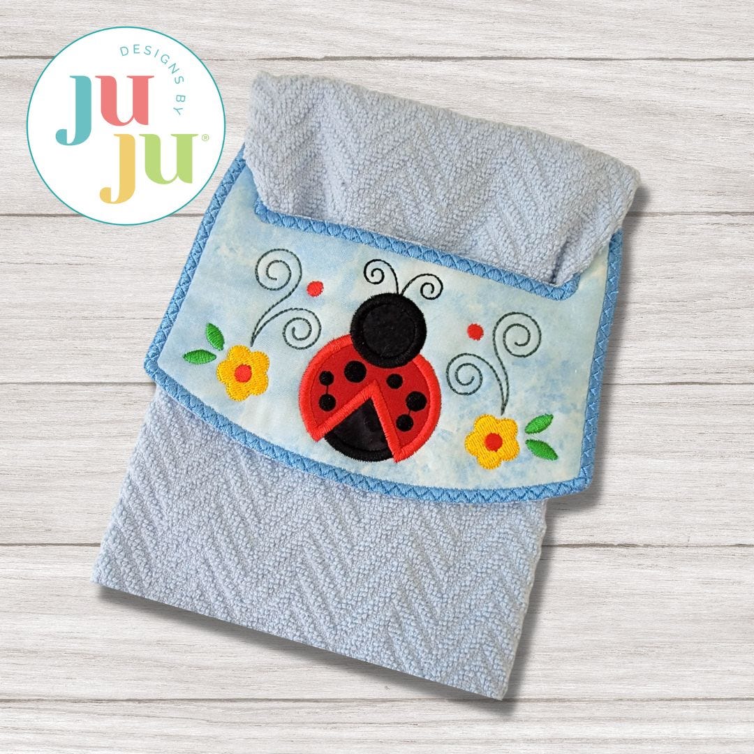 ITH Ladybug Wrap Around Towel Topper | Machine Embroidery Designs by JuJu