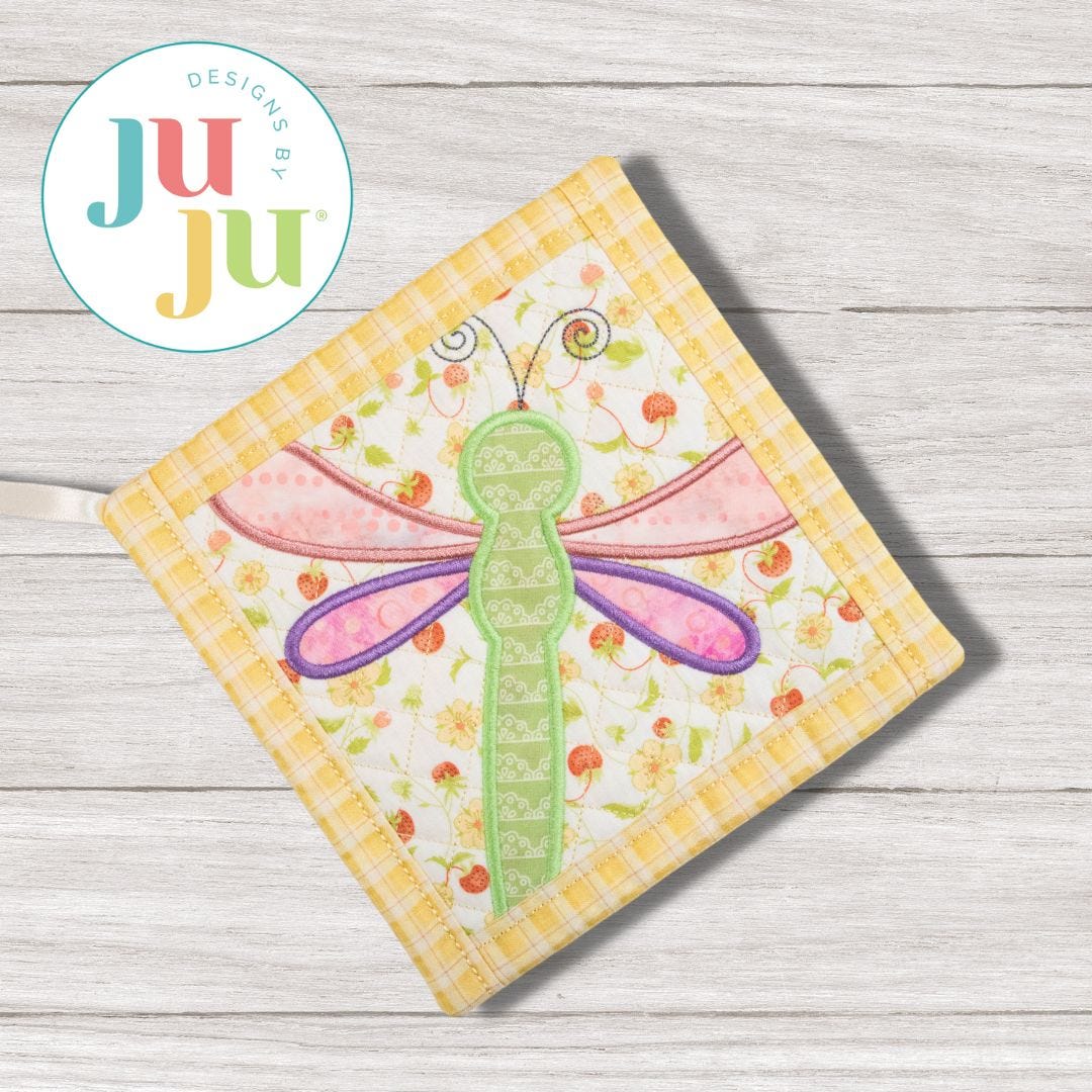 ITH Dragonfly Pot Holder | Machine Embroidery Designs by JuJu