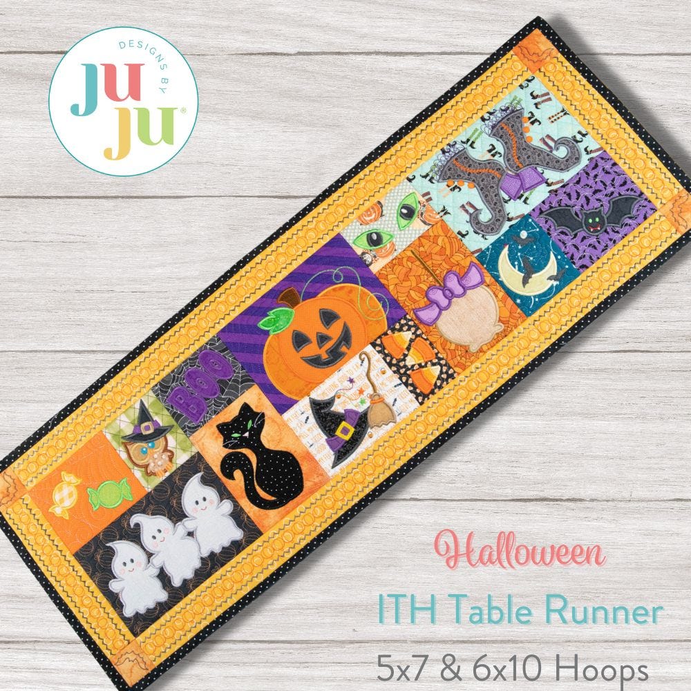 ITH Halloween Table Topper | Machine Embroidery Designs by JuJu