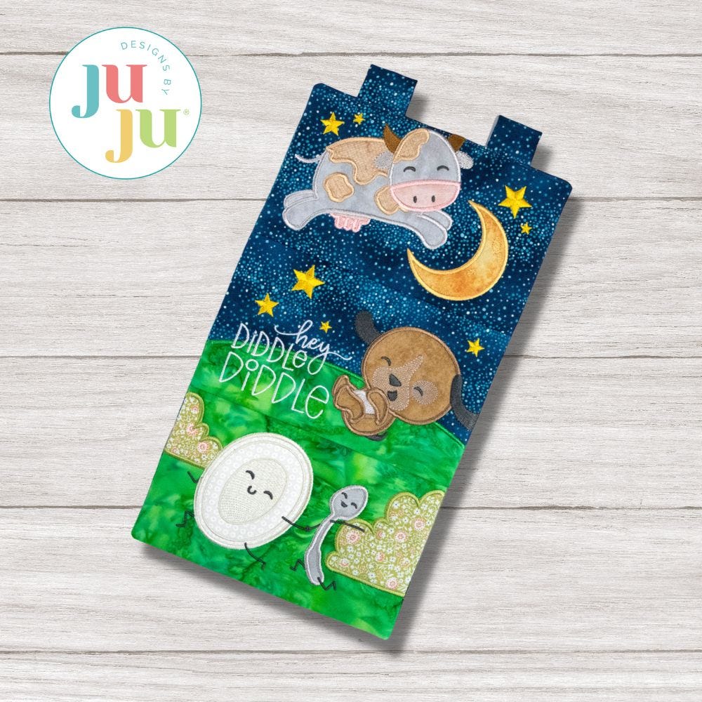 In The Hoop Hey Diddle Diddle Wall Hanging | Machine Embroidery Designs by JuJu