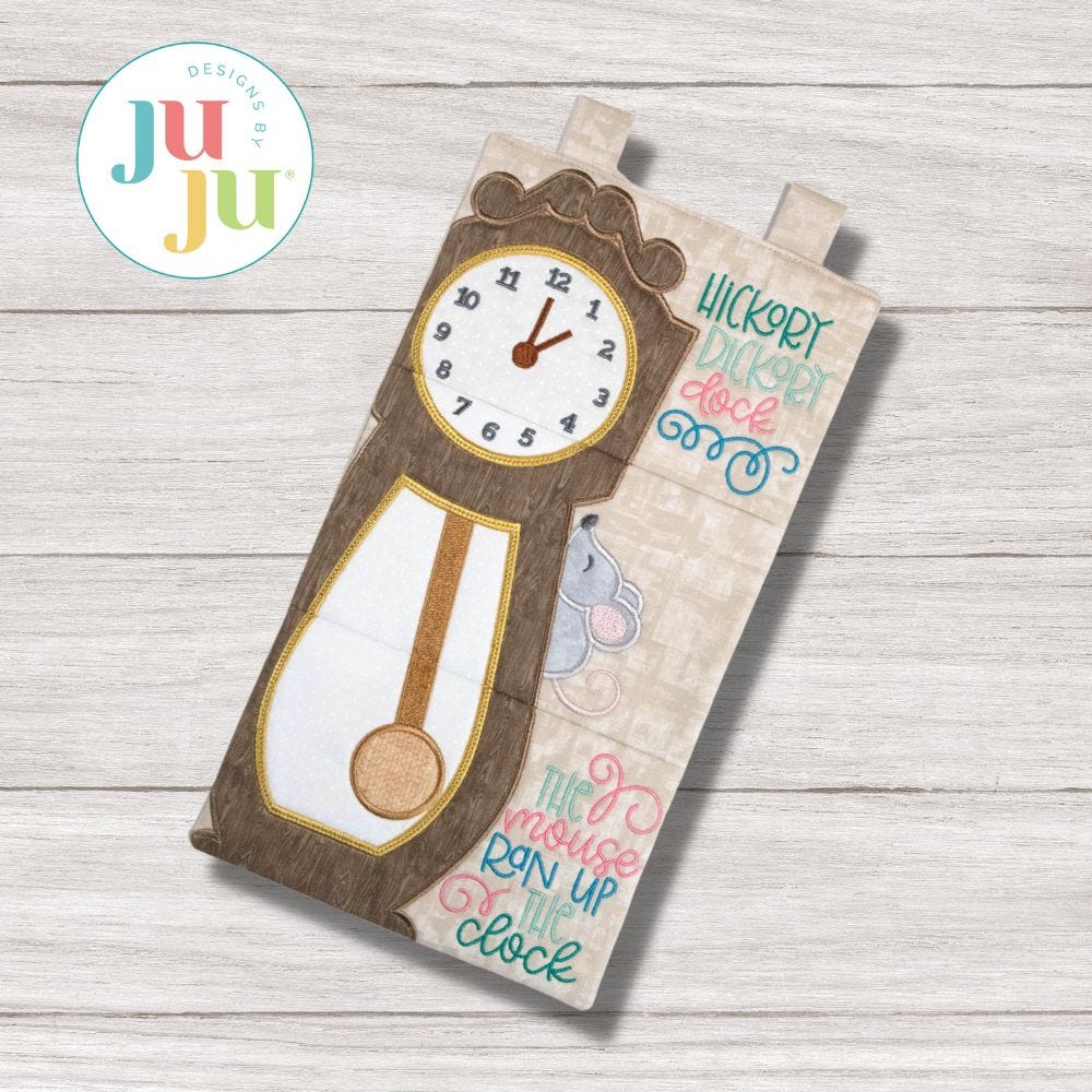 In The Hoop Hickory Dickory Dock Wall Hanging | Machine Embroidery Designs by JuJu