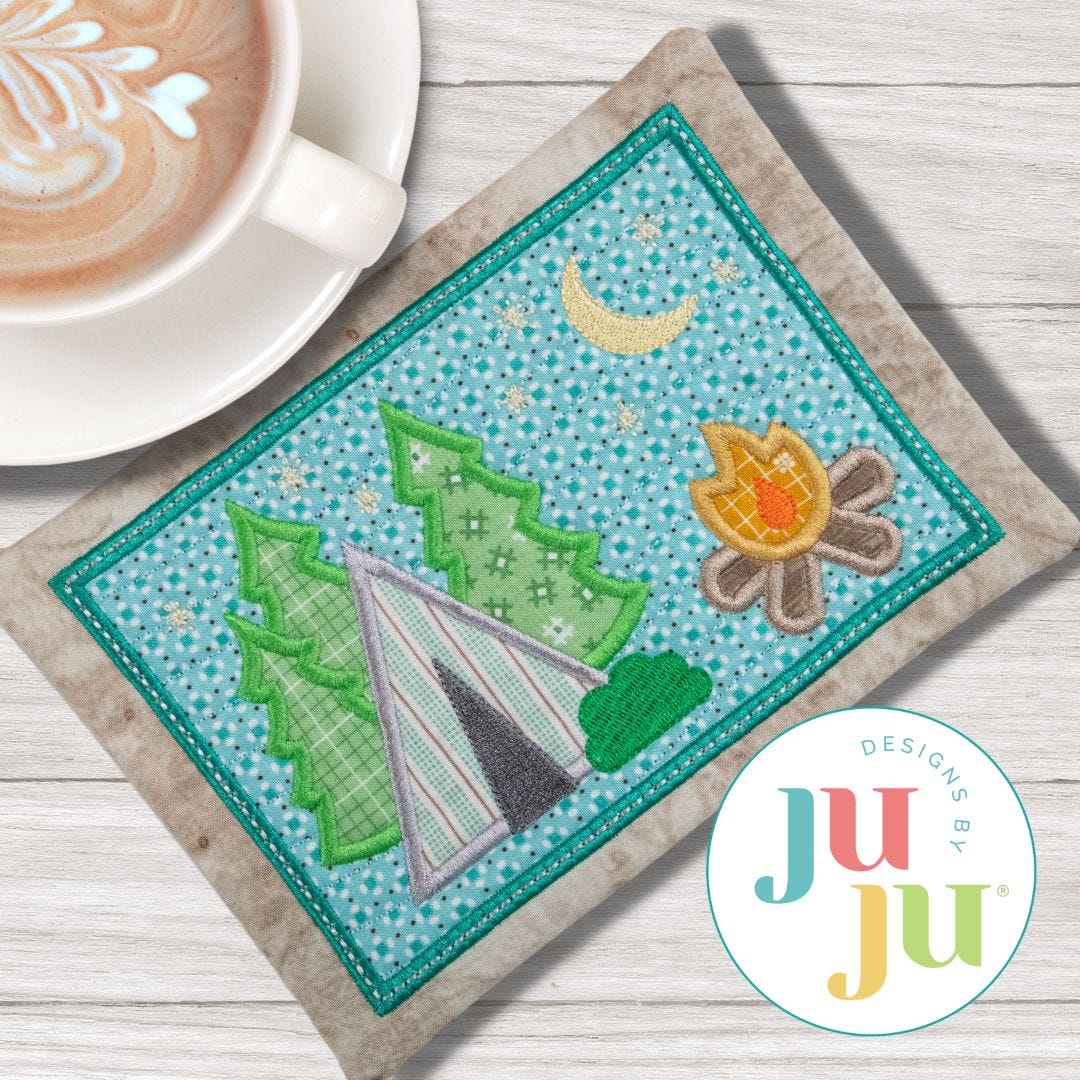 ITH Tent Mug Rug | Machine Embroidery Designs by JuJu
