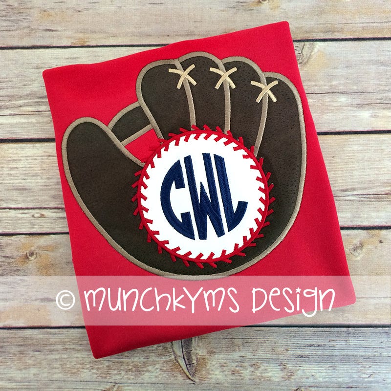 Baseball Glove Monogram Frame Applique | Machine Embroidery Designs by JuJu